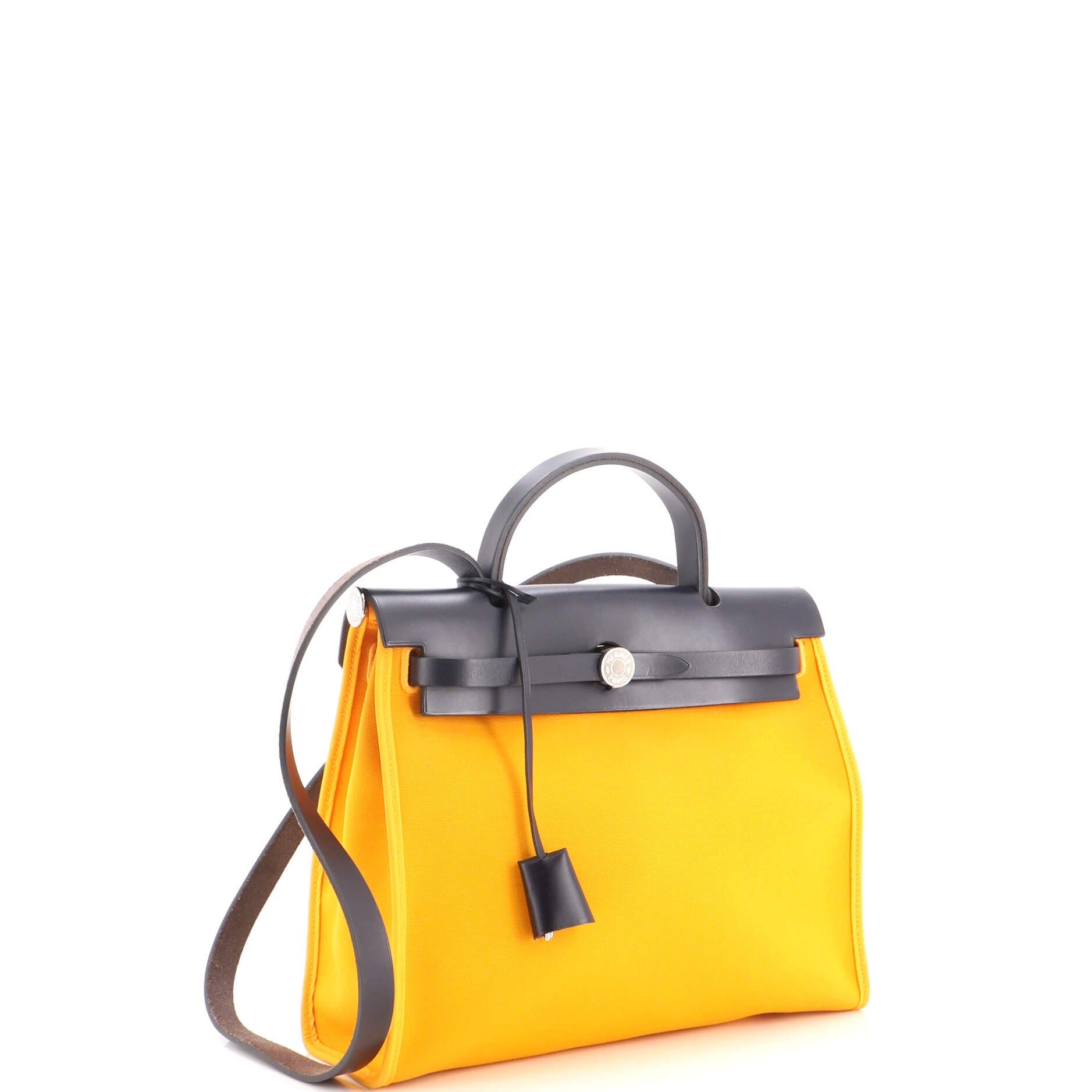 Herbag Zip Verso Leather and Toile 31, Alternate, color, Yellow