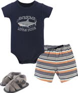 Hudson Baby Cotton Bodysuit, Shorts and Shoe Set
