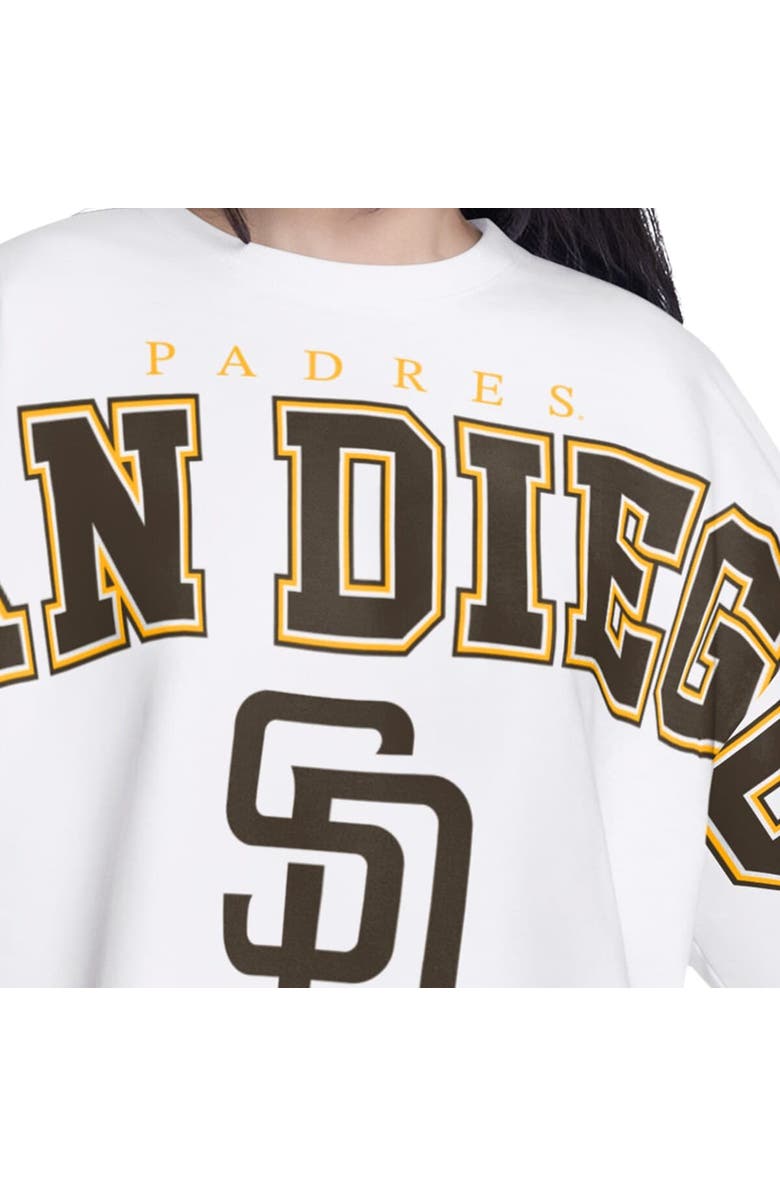 G-III 4HER BY CARL BANKS Women's G-III 4Her by Carl Banks White San Diego Padres Bleachers Cropped Pullover Sweatshirt, Alternate, color, White