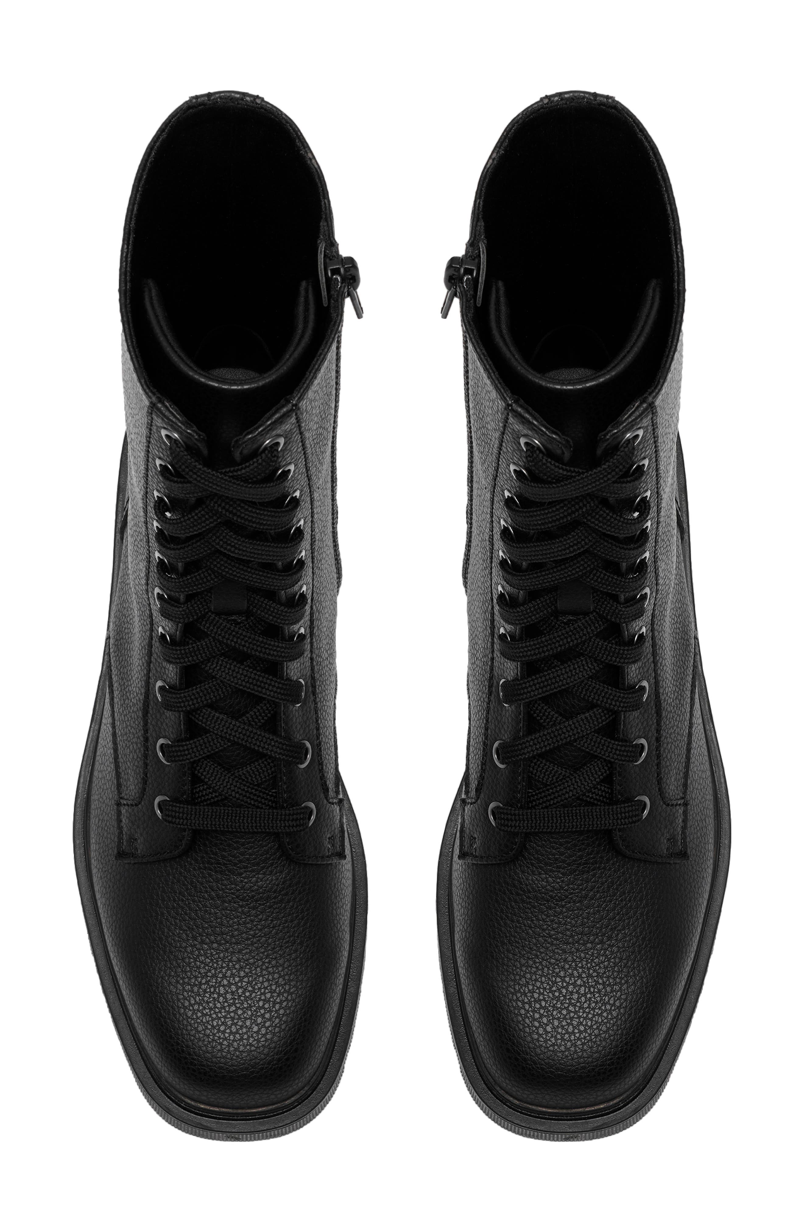 Lauryl Style Faux Leather Lace-Up Boot, Alternate, color, BLACK