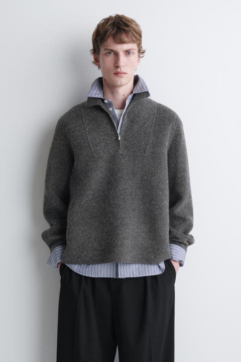 Double-Faced Wool-Blend Zip-Up Overshirt