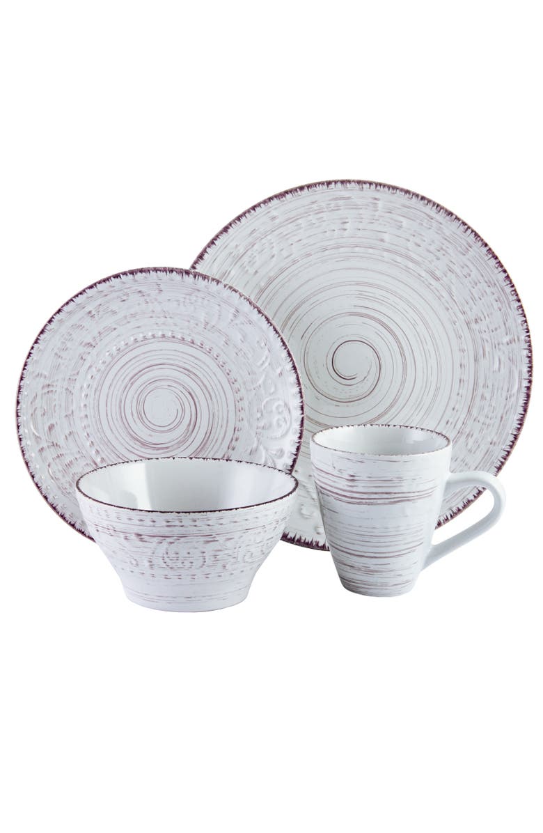 Elama Malibu Sands 16-Piece Dinnerware Set in Shell, Alternate, color, Blue