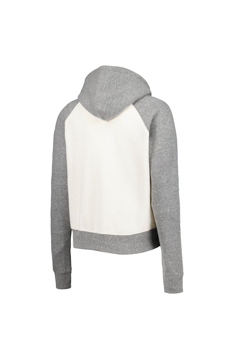 PRESSBOX Women's Pressbox Cream/Heather Gray Nebraska Huskers Cody Tri-Bend Raglan Pullover Hoodie, Alternate, color,