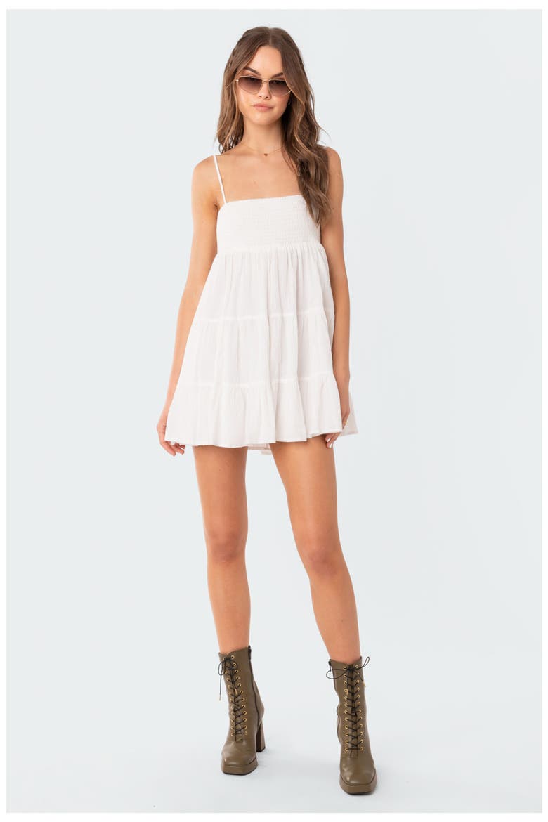 Ivory Cotton Minidress, Alternate, color, WHITE