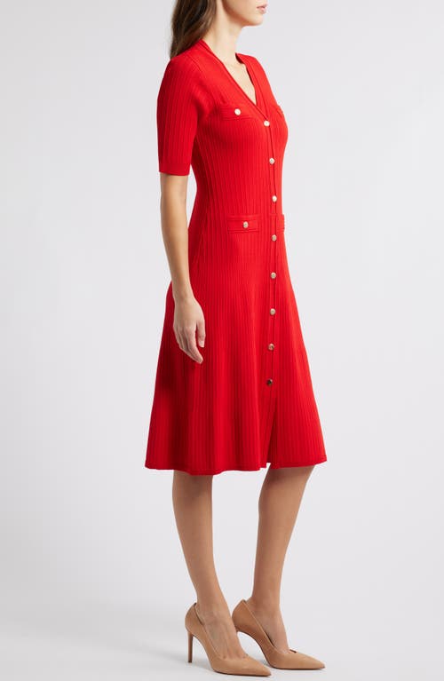 Shop Anne Klein Rib Dress In Poppy