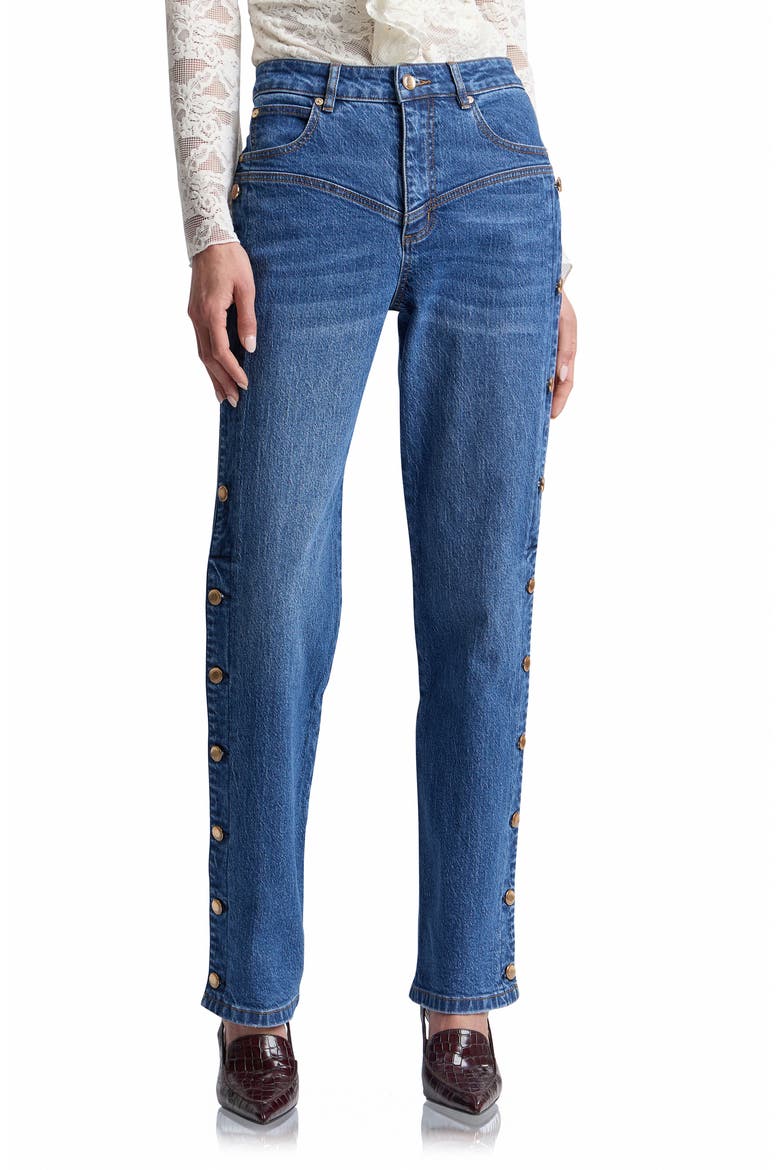 High Waist Side Shank Straight Leg Jeans, Main, color, YALE WASH