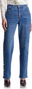 Avec Les Filles High Waist Side Shank Straight Leg Jeans