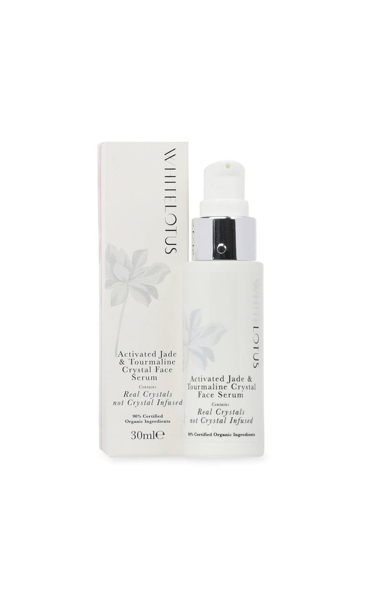 White Lotus Beauty Activated Jade and Tourmaline Crystal Face Serum, Main, color, White