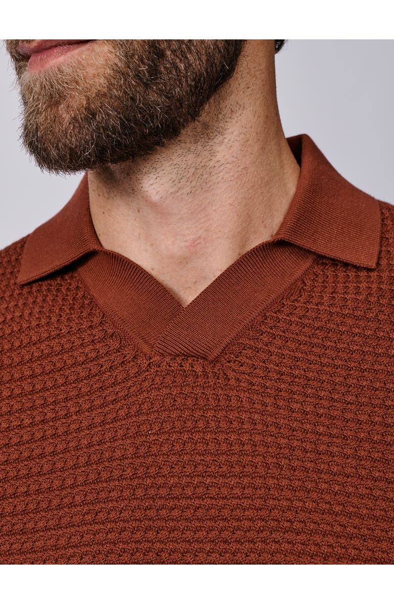 Aubin Alford Textured Cotton Polo Shirt, Alternate, color, Rust