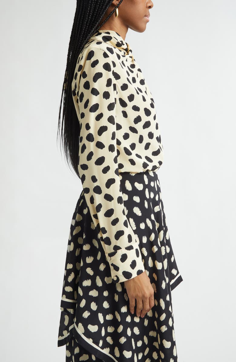 Johanna Ortiz Heavenly Garden Print Silk Top, Alternate, color, Ecru / Black