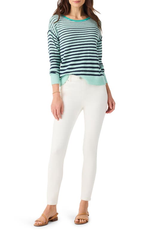 Nic + Zoe Striped Up Supersoft Sweater In Aqua Multi In Aqua Multi