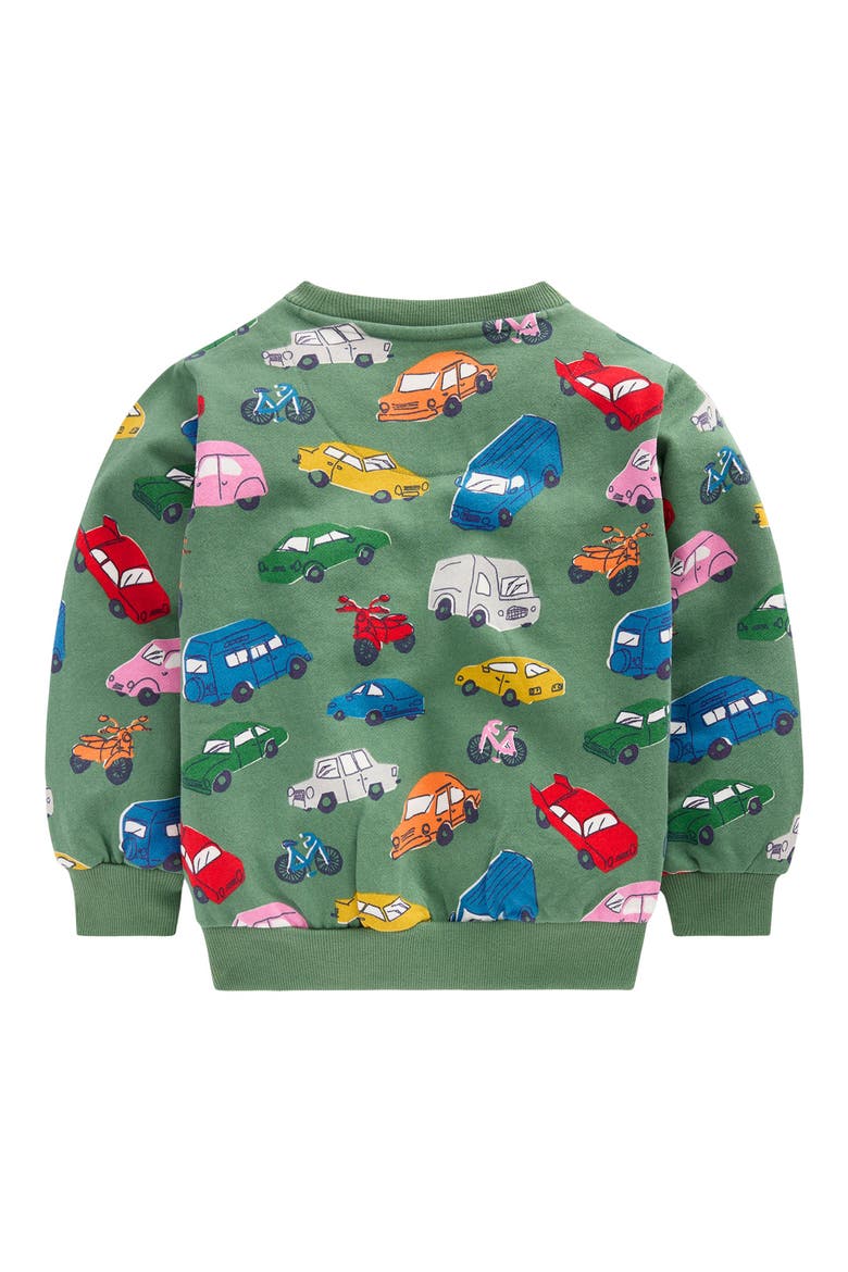 Kids' Traffic Print Cotton Sweatshirt, Alternate, color, WILLOW GREEN TRAFFIC JAM