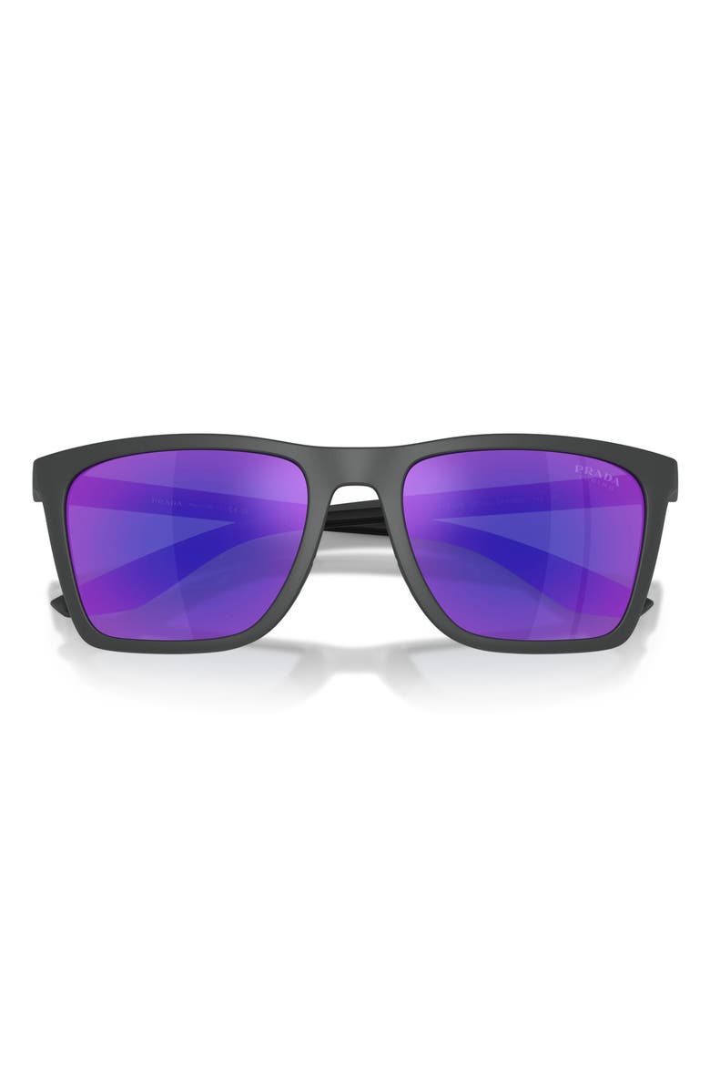 Prada Linea Rossa 56mm Pillow Sunglasses, Alternate, color, Rubbered Grey / Blue Violet