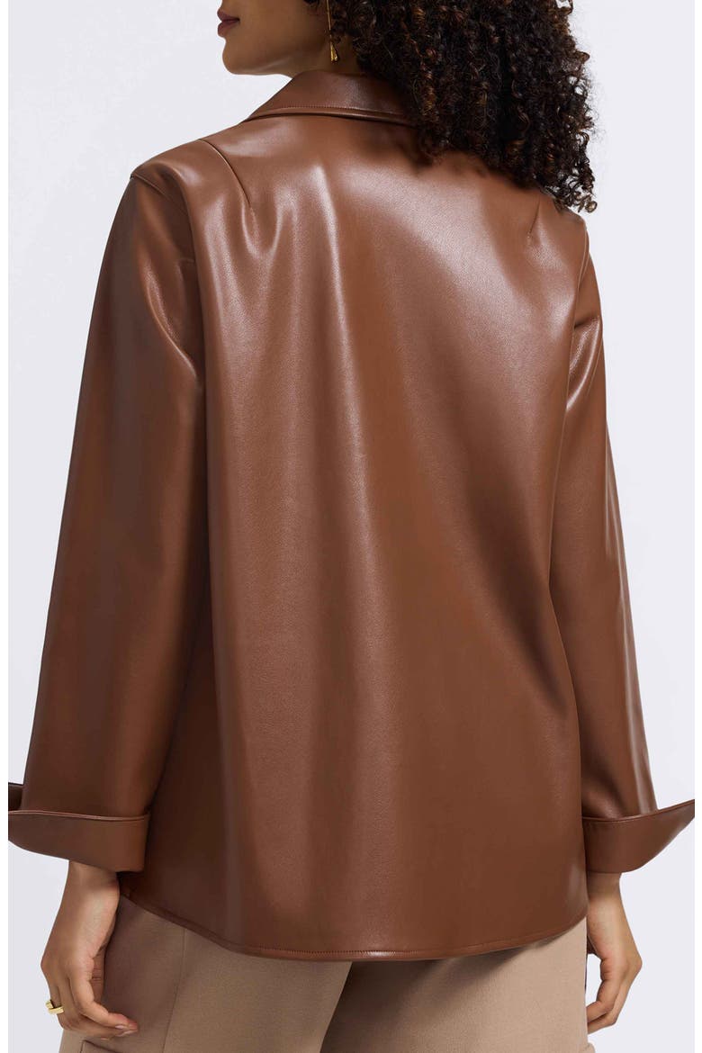 Agnes Faux Leather Long Sleeve Popover Top, Alternate, color, MACCHIATO
