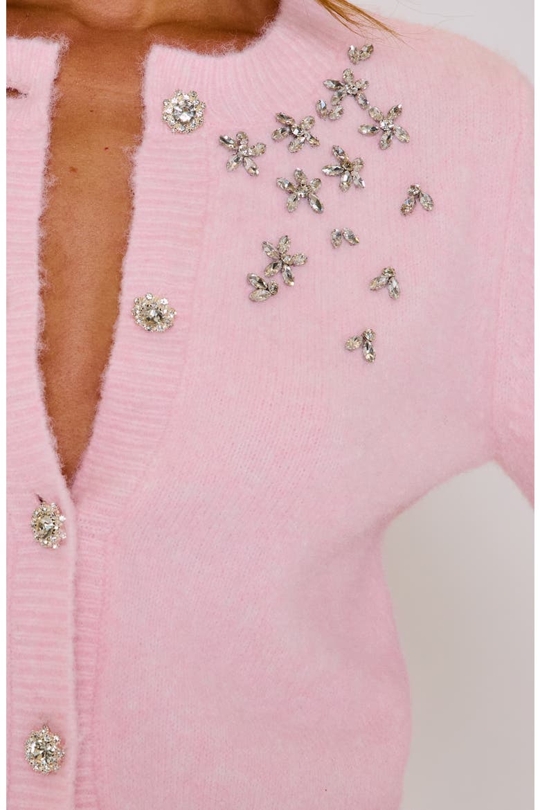 Sweet Nothings Rhinestone Detail Cardigan, Alternate, color, PINK