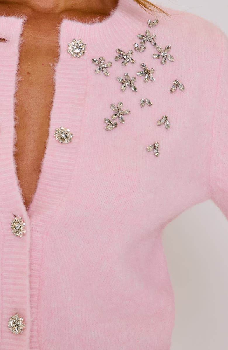 VICI Collection Sweet Nothings Rhinestone Detail Cardigan, Alternate, color, Pink