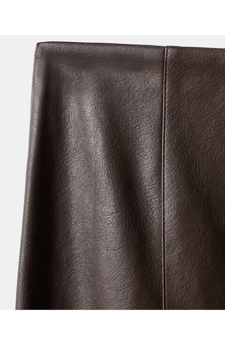 MANGO Faux Leather Midi Pencil Skirt, Alternate, color, Chocolate