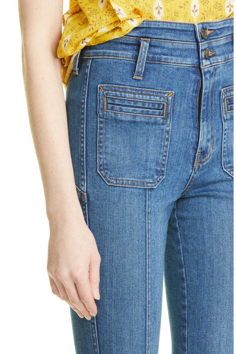 Sheridan Bell Bottom Jeans, Alternate, color, CORNFLOWER