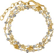 Karma and Luck Citrine Labradorite Moonstone Gold Plated Wrap Women's Bracelet - Divine Happiness