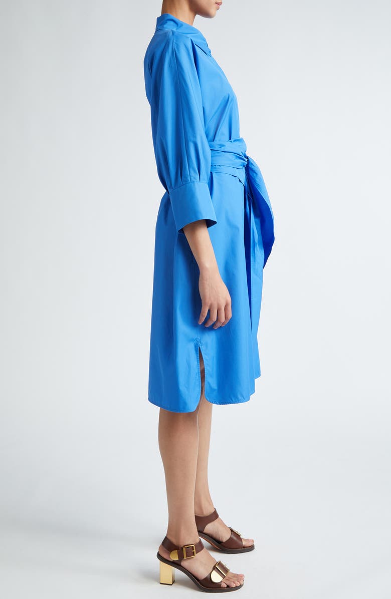Max Mara Tabata Belted Cotton Shirtdress, Alternate, color, Cornflower Blue