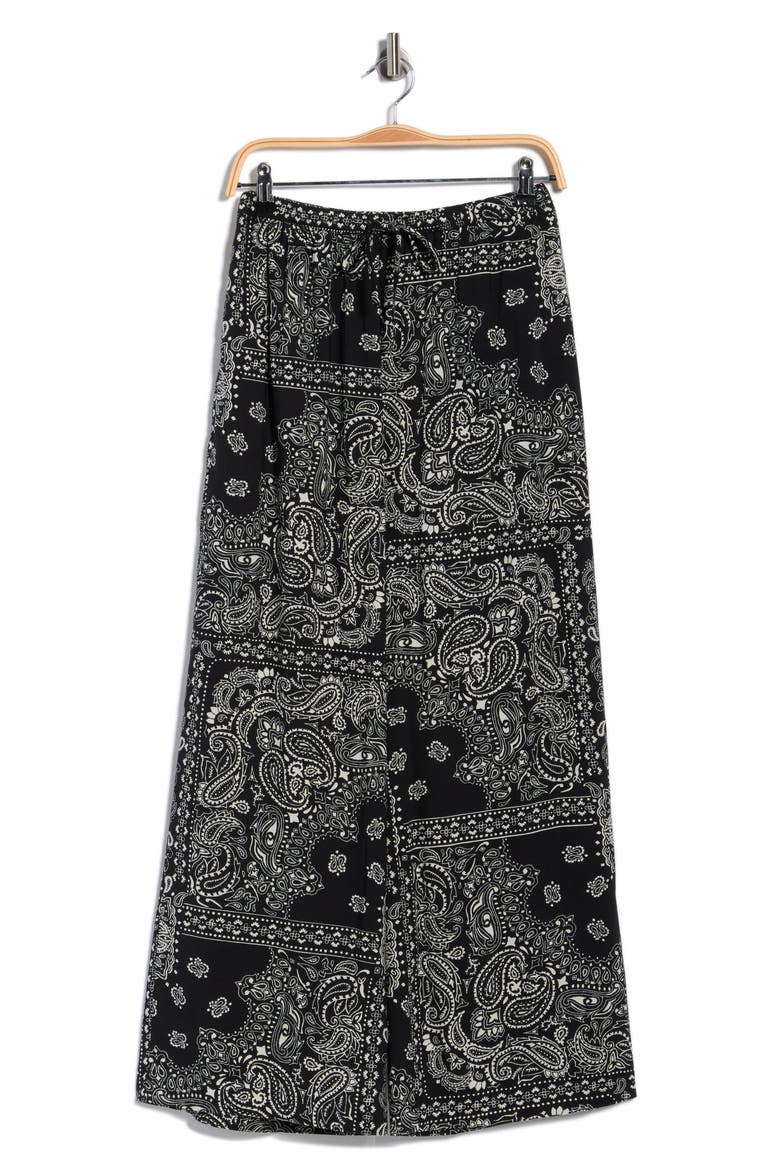 Summer Print Wide Leg Pants, Alternate, color, BLACK- IVORY BANDANA CITY