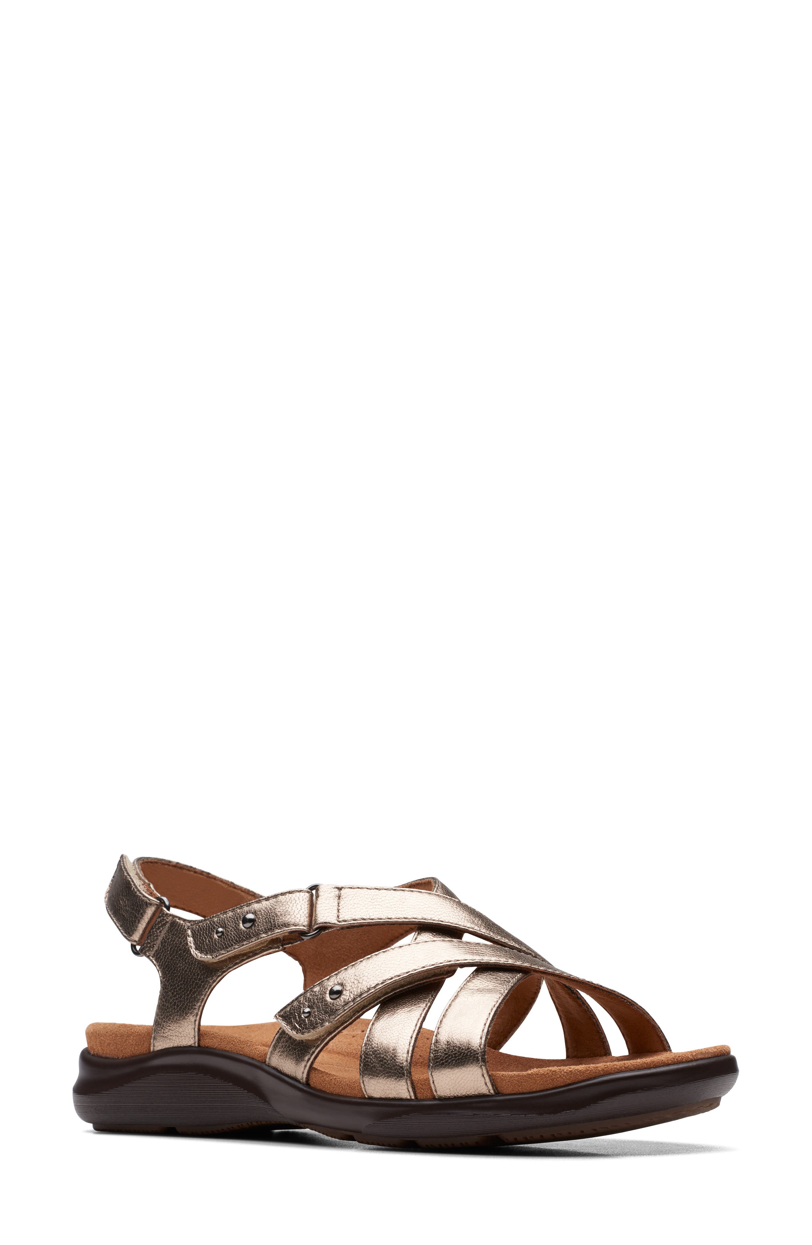 Clarks<sup>®</sup> Kitly Go Sandal, Main, color, Metallic