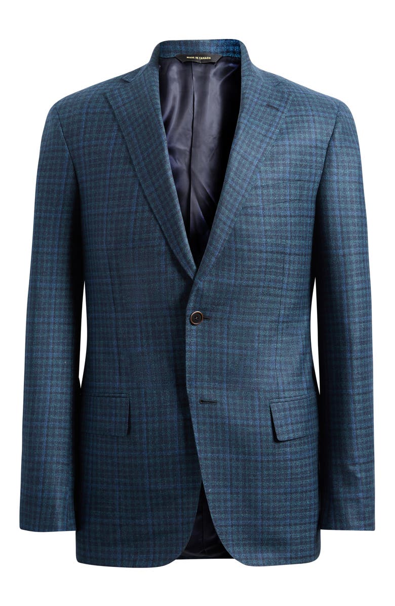 Heritage Gold Milano Contemporary Fit Green Check Super 130s Wool Sport Coat, Alternate, color, Green