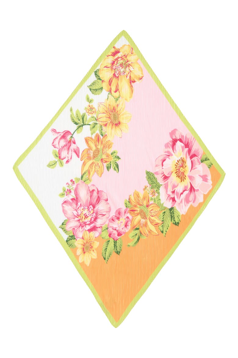 Sunshine Garden Pleated Diamond Scarf, Alternate, color, PEONY
