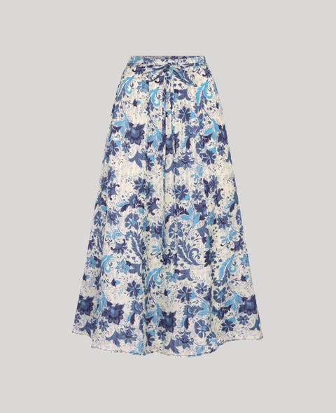 Ivy Silk Cotton Midi Skirt