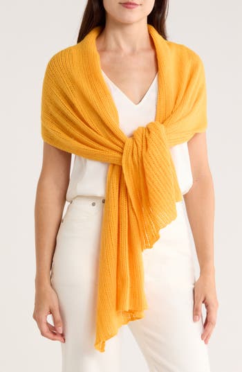 Portolano Open Knit Wrap Scarf In Orange