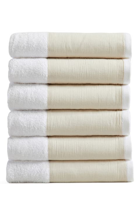 Border 6-Pack Cotton Hand Towels