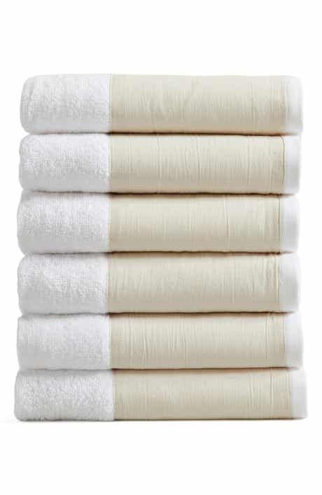 Woven & Weft Border 6-Pack Cotton Hand Towels