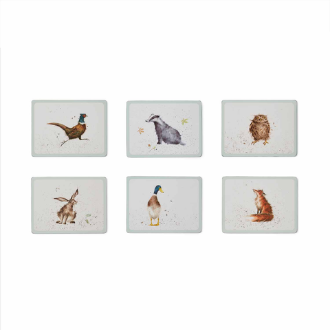 Wrendale Designs Set Of 6 Cork Back Placemats, 12" X 9"