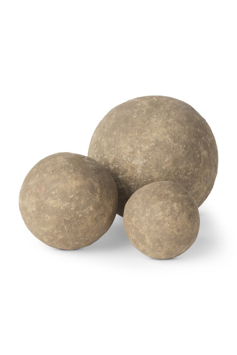 Sunita Set of 3 Paper Mache Orbs, Main, color, Grey