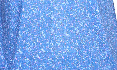 Tailorbyrd Abstract Floral Print Performance Polo In Blue