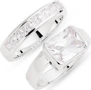 Nordstrom Set of 2 Emerald Cut Cubic Zirconia Stack Rings