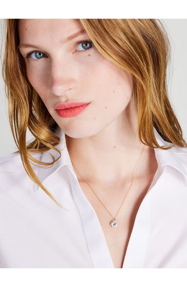 Kate Spade New York sunny crystal halo pendant necklace, Alternate, color,