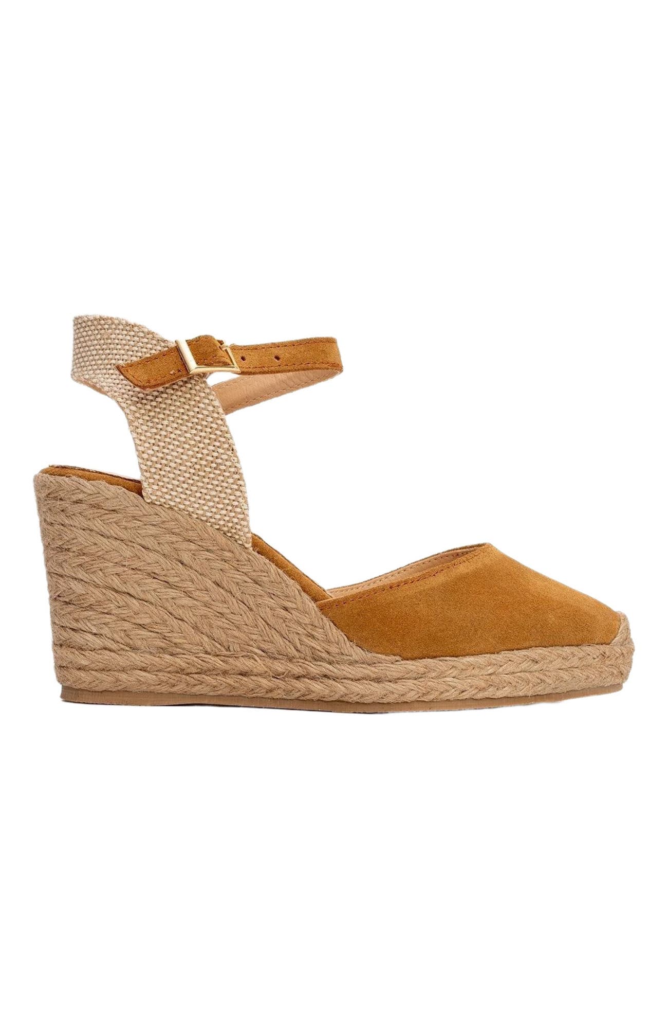 Forever & Always Shoes Sinta Suede Leather Platform Espadrille, Alternate, color, Light Brown Leather