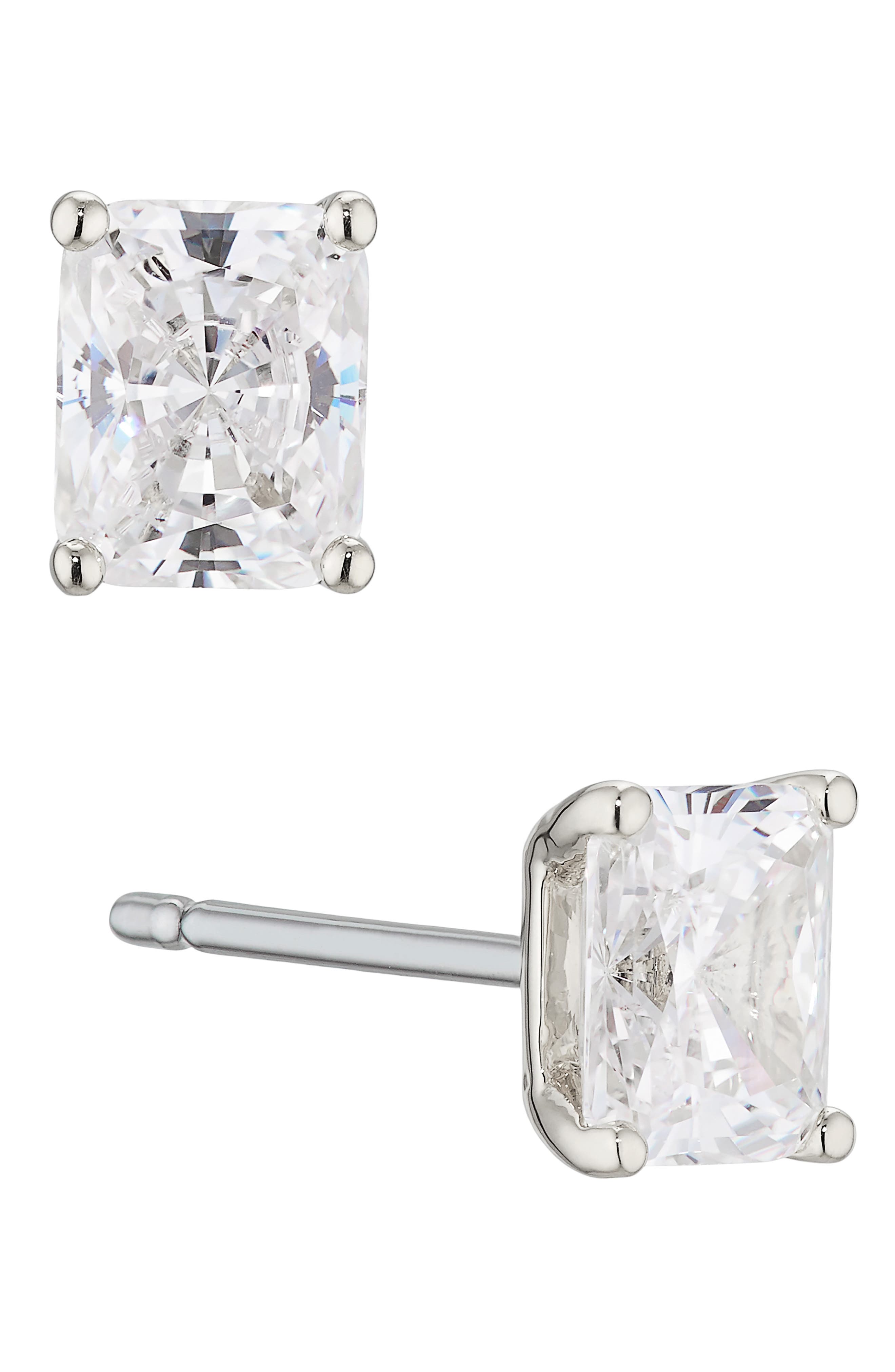 Nadri Modern Luv Small Emerald Cut Cubic Zirconia Stud Earrings