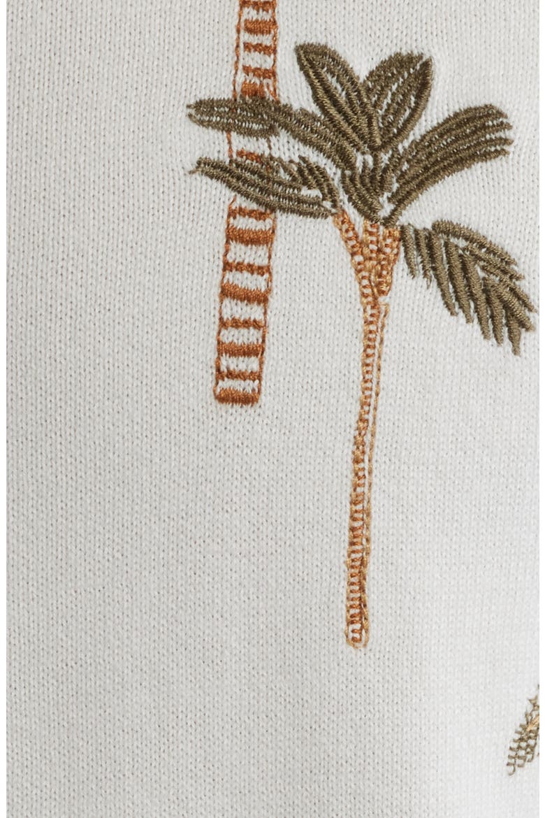 Emroidered Full Button Cotton Cardigan, Alternate, color, PALMS MOTIF BEIGE