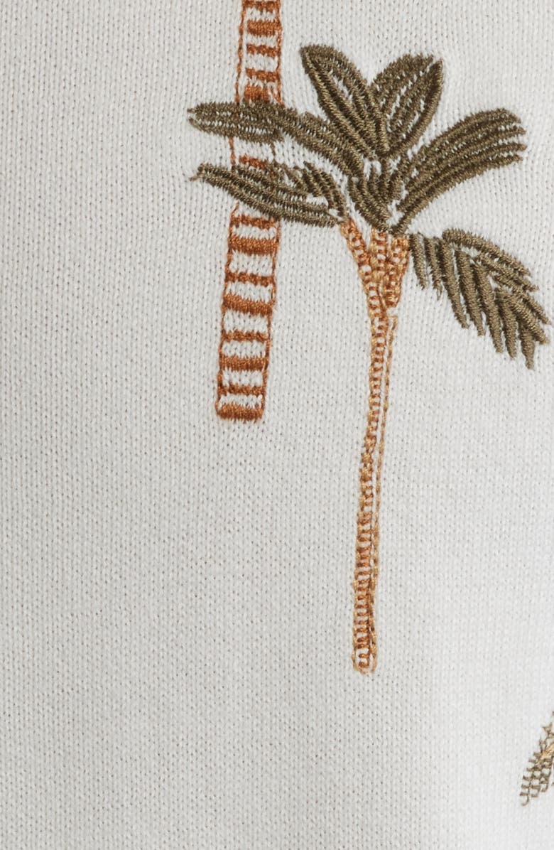 Brooks Brothers Emroidered Full Button Cotton Cardigan, Alternate, color, Palms Motif Beige