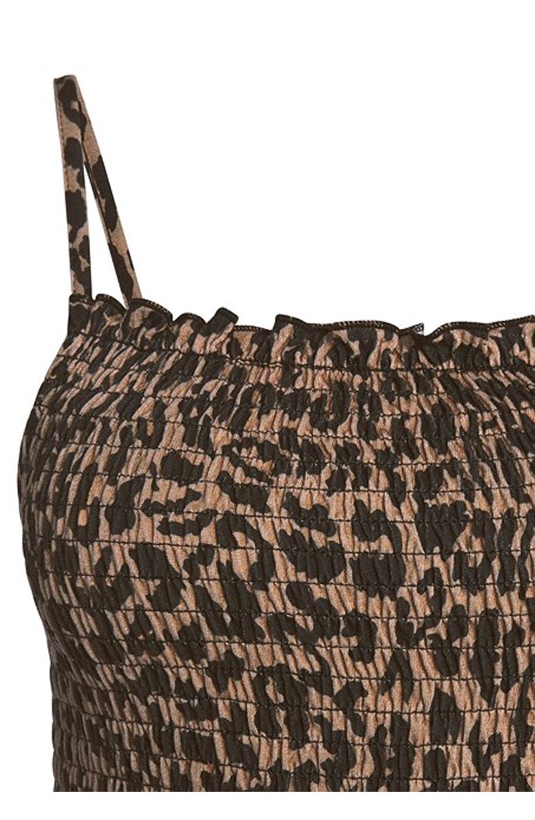 LASCANA Women's Smocked Print Dress, Alternate, color, Leopard