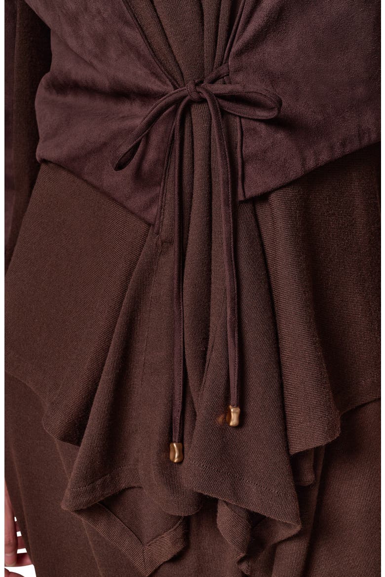 Mixed Media Faux Suede Jacket, Alternate, color, ESPRESSO