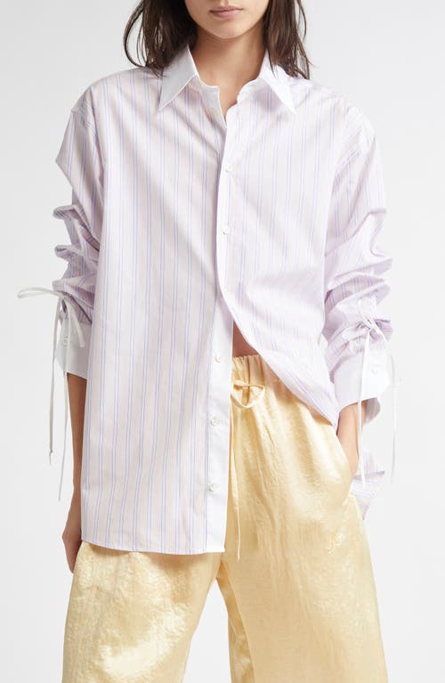 JULIE KEGELS JULIE KEGELS CELESTE REVERSED STRIPE COTTON POPLIN BUTTON-UP SHIRT 