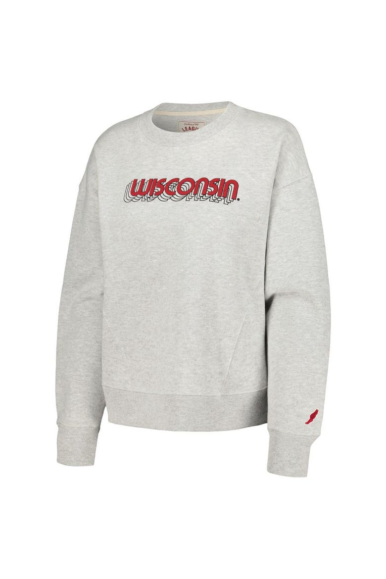 Women's League Collegiate Wear Ash Wisconsin Badgers Boxy Pullover Sweatshirt, Alternate, color, Ash