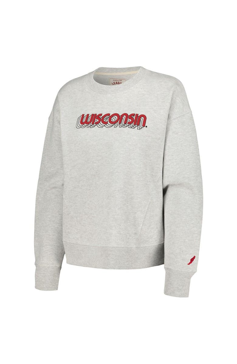 LEAGUE COLLEGIATE WEAR Women's League Collegiate Wear Ash Wisconsin Badgers Boxy Pullover Sweatshirt, Alternate, color, Ash
