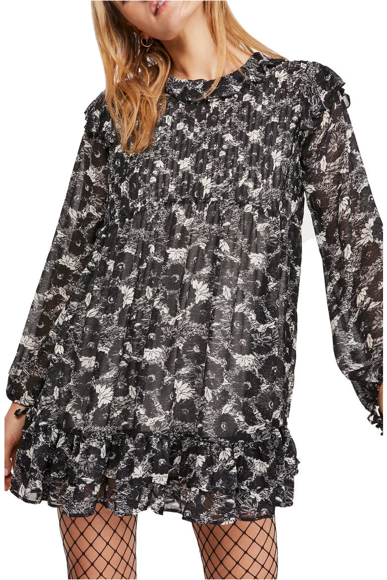These Dreams Long Sleeve Minidress, Main, color, BLACK