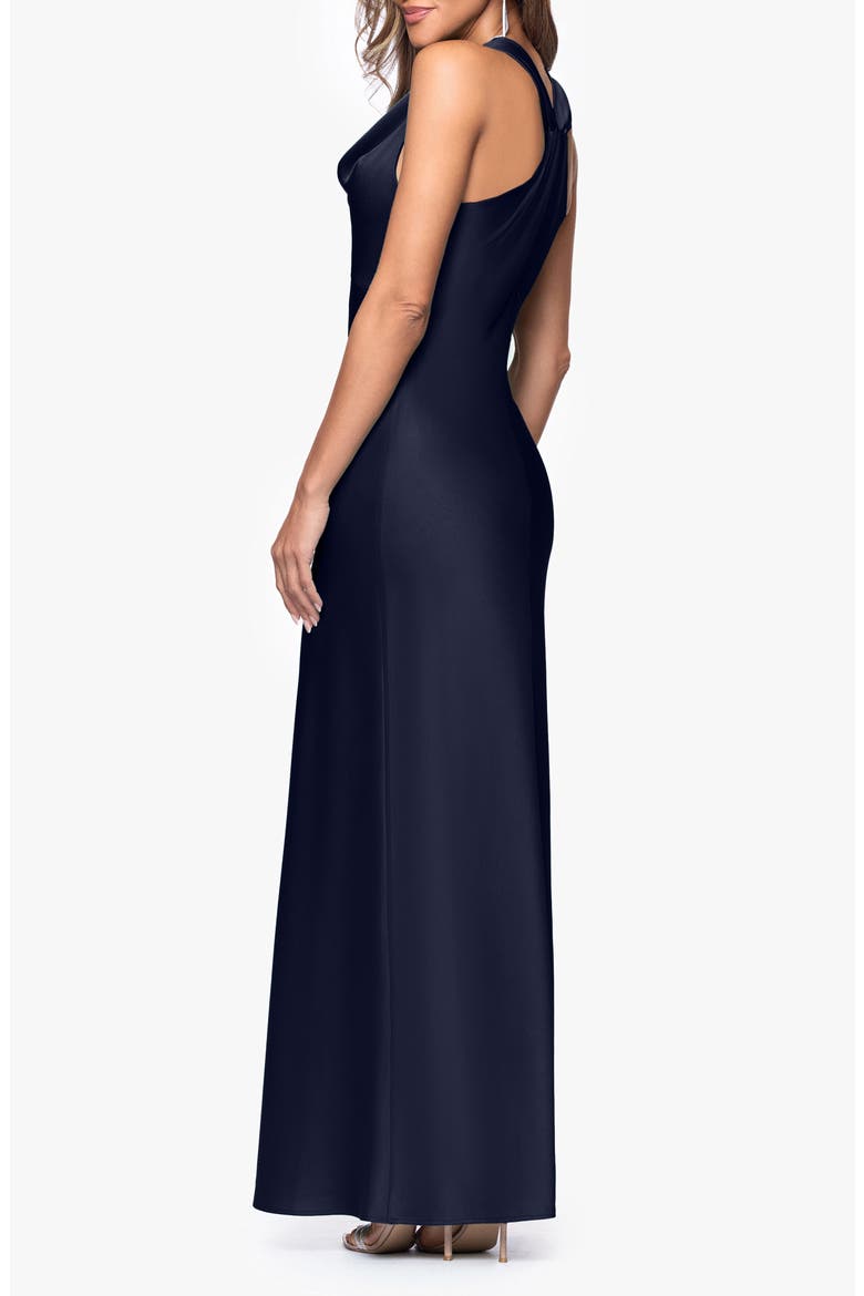 Cowl Neck Satin Gown, Alternate, color, NAVY