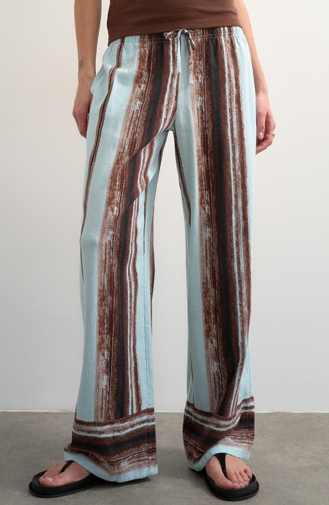 Stripe Linen Blend Pants