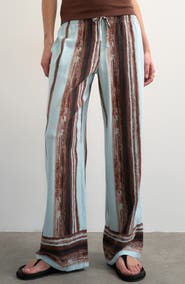 Topshop Stripe Linen Blend Pants
